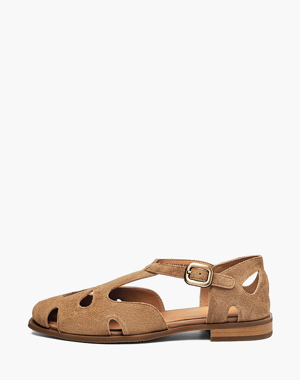 22-6121016-6603M Туфли летние женские велюр/нат.кожа св.коричн, Mascotte