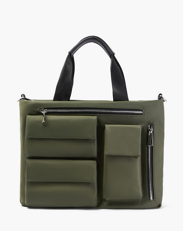 670-2107-204 Сумка женская текстиль-и.кожа/текстиль зелен-черн, M, Mascotte