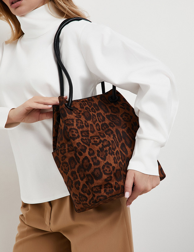 Коричневая женская сумка с леопардовым принтом MASCOTTE 646-5206-209 | ракурс 1