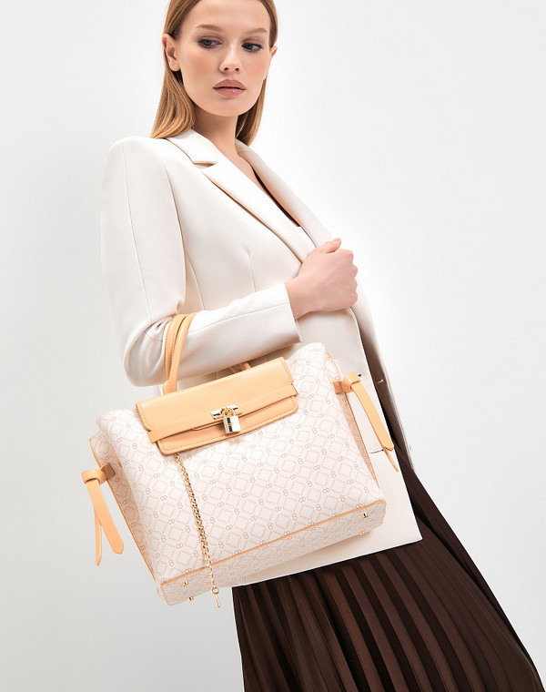 602-3107-601 Сумка женская и.кожа/текстиль бел-беж, M, Mascotte