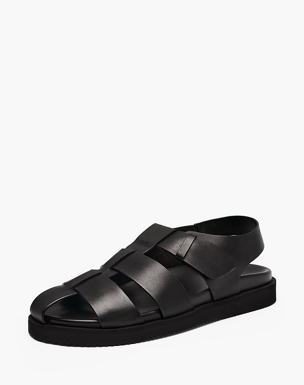 142-612461-0102 Туфли летние мужские нат.кожа/и.кожа черн, Mascotte