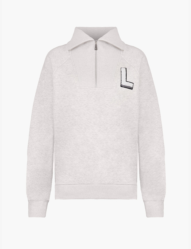 Серо-бежевый женский свитшот с молнией MASCOTTE 234-3293-2608 | ракурс 8