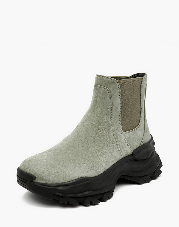 175-3205322-4605M Ботинки женские велюр-резина/ворсин-нат.кожа зелен, Mascotte