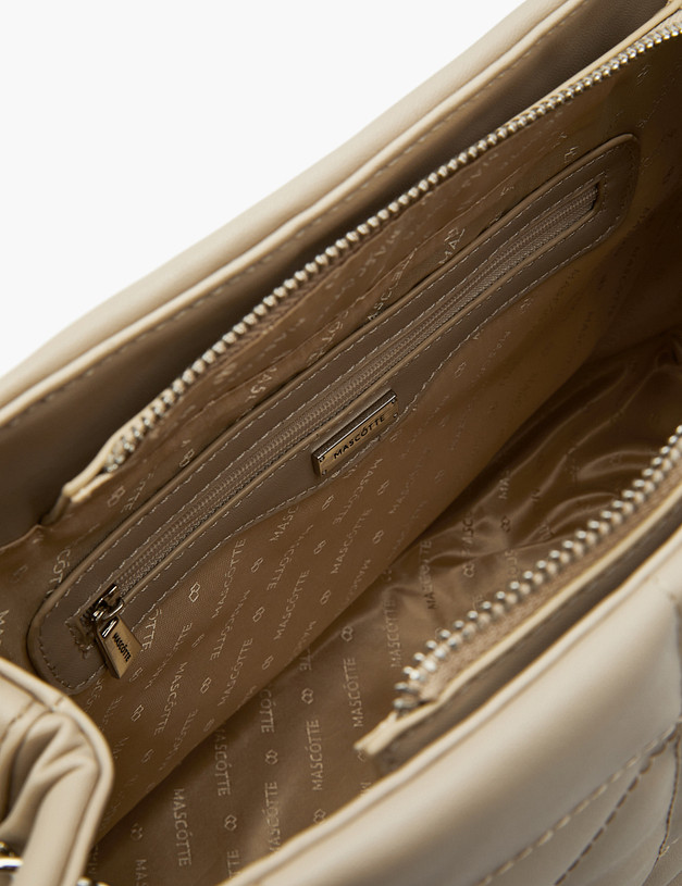 Бежевая стеганая женская сумка MASCOTTE 670-3104-601 | ракурс 4 Бежевая стеганая женская сумка MASCOTTE 670-3104-601 | ракурс 4