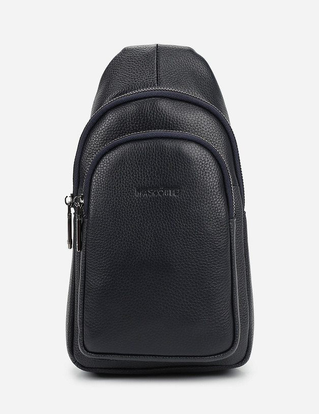 Синяя кожаная мужская сумка-слинг MASCOTTE 604-1101-103 | ракурс 2