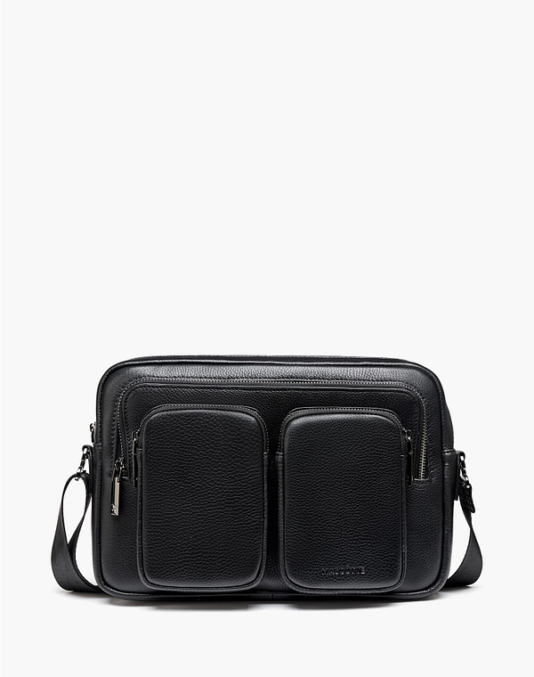 622-6116-102 Сумка мужская нат.кожа/текстиль черн, M, Mascotte