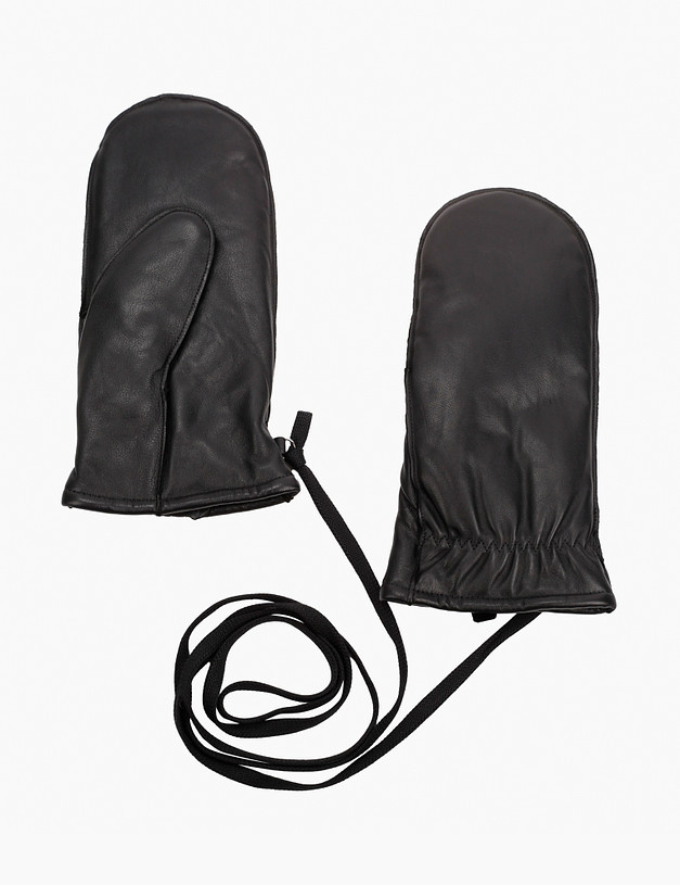 Черные кожаные женские варежки из натуральной кожи MASCOTTE 717-4202-102 | ракурс 1