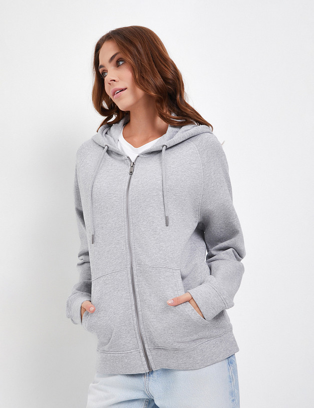 Серое женское худи на молнии MASCOTTE 848-4119-2610 | ракурс 2