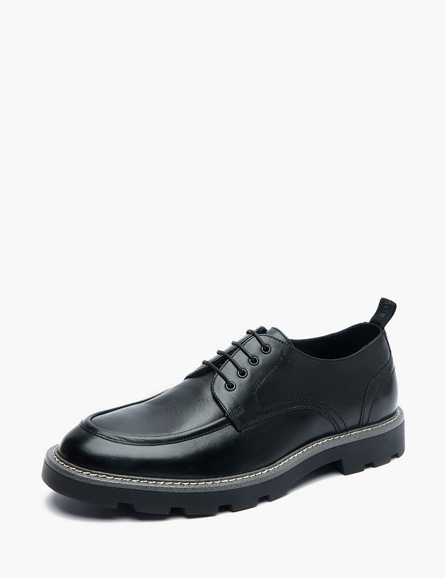 Черные мужские дерби с контрастным швом MASCOTTE 58-2210915-7120M | ракурс 2 Черные мужские дерби с контрастным швом MASCOTTE 58-2210915-7120M | ракурс 2