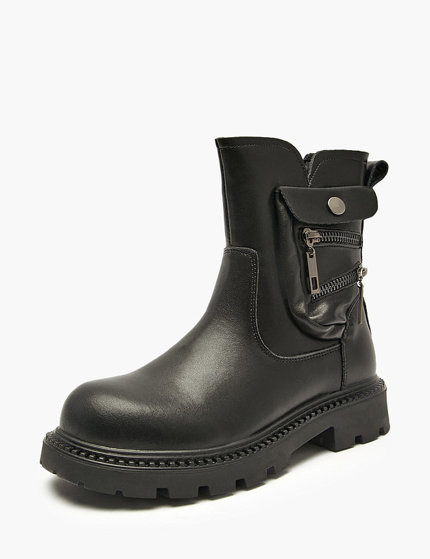 Черные ботинки для девочек MASCOTTE 234-522723-0602 | ракурс 3 Черные ботинки для девочек MASCOTTE 234-522723-0602 | ракурс 3