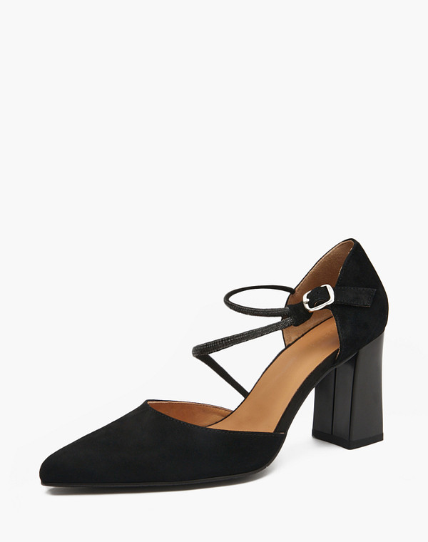 100-510311-0602 Туфли женские велюр/нат.кожа черн, Mascotte