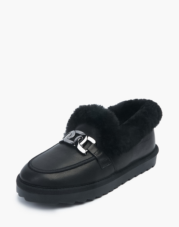 234-12251339-0102 Ботинки женские нат.кожа-мех/мех черн, Mascotte