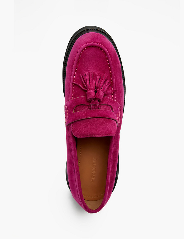 Женские велюровые лоферы цвета фуксии MASCOTTE 233-210911-4616M | ракурс 4