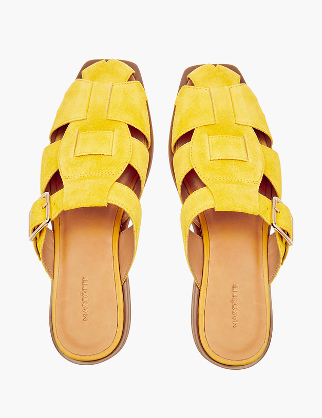 Желтые женские мюли из велюра MASCOTTE 22-4121013-0218 | ракурс 5