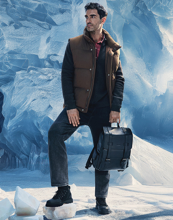 602-5215-102 Рюкзак мужской нат.кожа-текстиль/текстиль черн, L, Mascotte