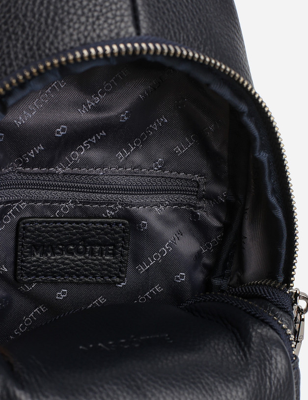 Синяя кожаная мужская сумка-слинг MASCOTTE 604-1101-103 | ракурс 4