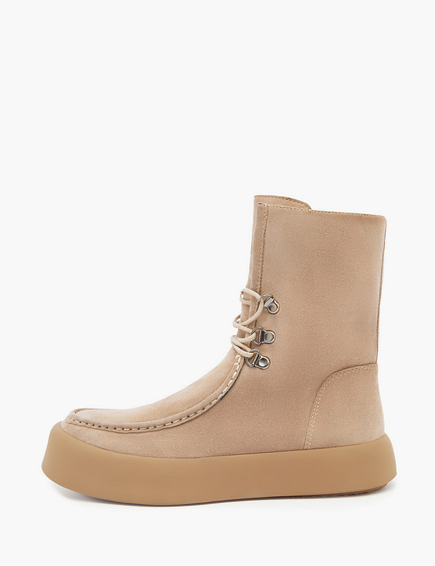 Бежевые велюровые женские ботинки на меху MASCOTTE 22-3200636-3698M | ракурс 1