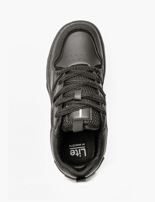 Черные женские кеды с сетчатыми вставками MASCOTTE 64-410921-0602 | ракурс 4 Черные женские кеды с сетчатыми вставками MASCOTTE 64-410921-0602 | ракурс 4