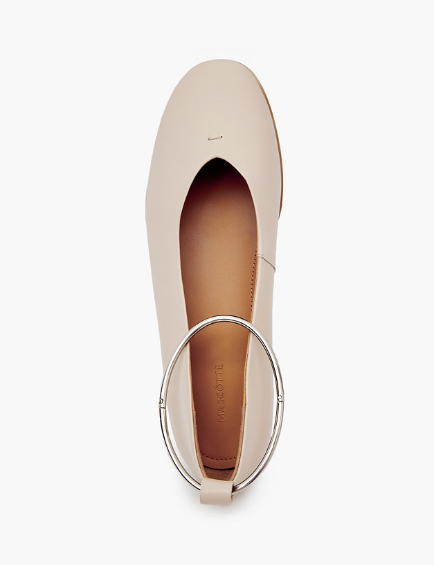 Бежевые женские балетки с металлическим браслетом MASCOTTE 233-4124911-3536M | ракурс 6 Бежевые женские балетки с металлическим браслетом MASCOTTE 233-4124911-3536M | ракурс 6