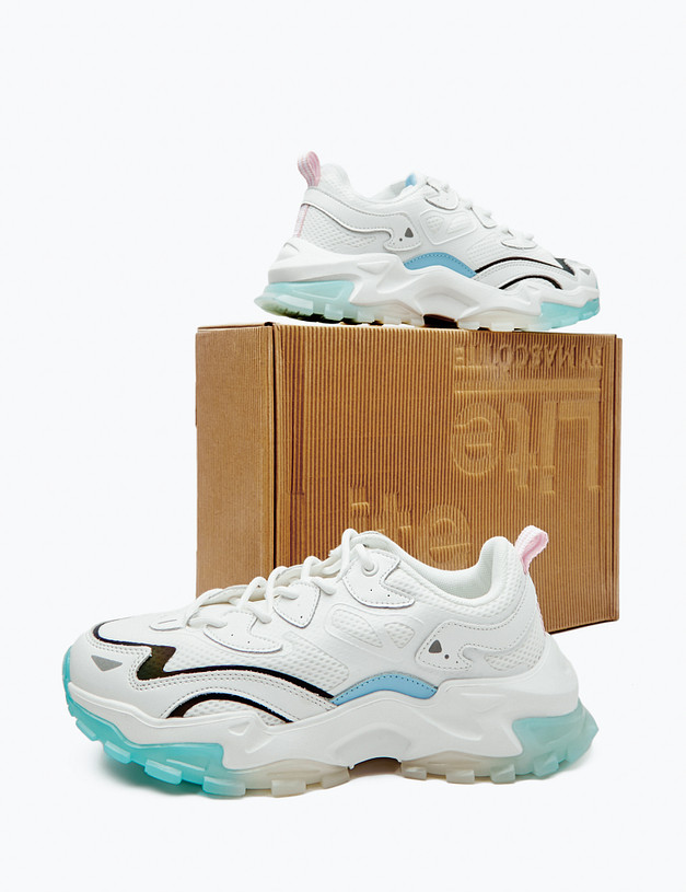 Белые женские кроссовки с цветной подошвой  MASCOTTE 189-415821-0201 | ракурс 8 Белые женские кроссовки с цветной подошвой  MASCOTTE 189-415821-0201 | ракурс 8