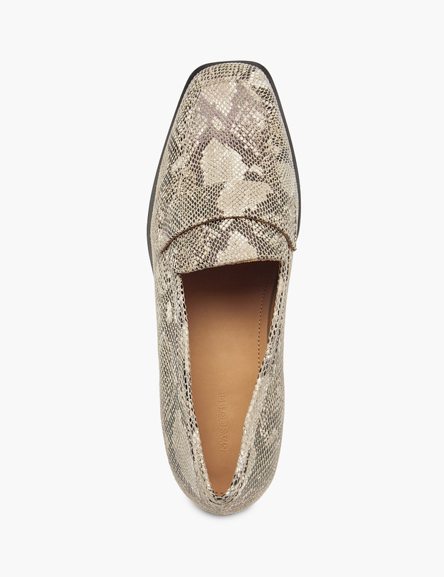 Бежевые женские лоферы со змеиным принтом MASCOTTE 233-514111-5503M | ракурс 5