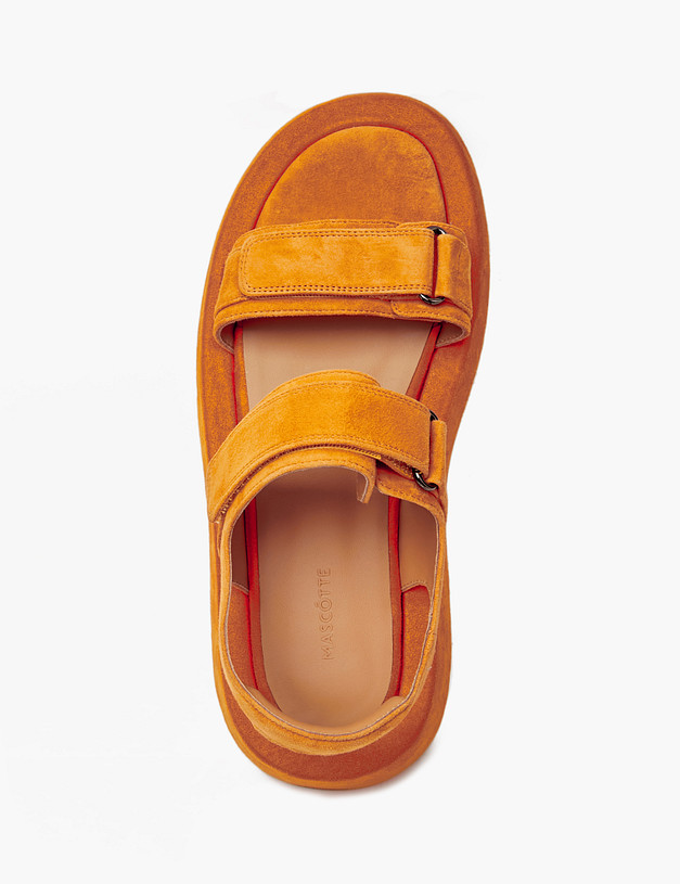 Оранжевые велюровые женские сандалии MASCOTTE 172-4121911-4641M | ракурс 4
