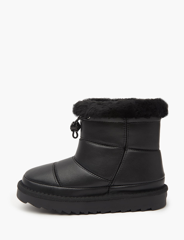 Черные кожаные детские угги MASCOTTE 234-3264311-0102 | ракурс 3