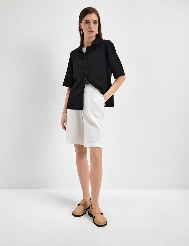 Белые женские шорты из смесового льна MASCOTTE 790-3119-2701 | ракурс 2