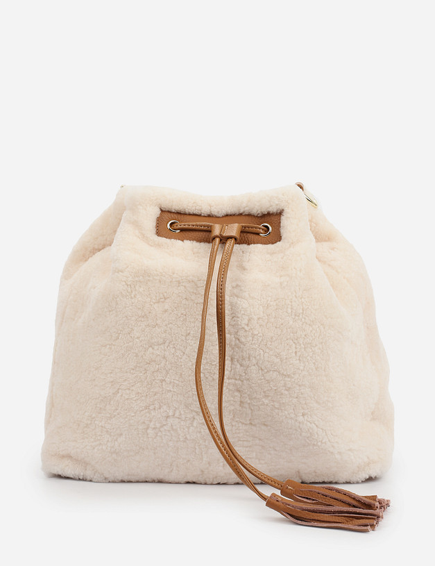 Бежевая женская сумка из меха MASCOTTE 660-1201-308 | ракурс 2