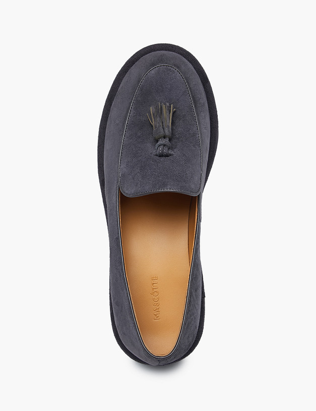 Серые женские лоферы из велюра MASCOTTE 126-522112-3656M | ракурс 4