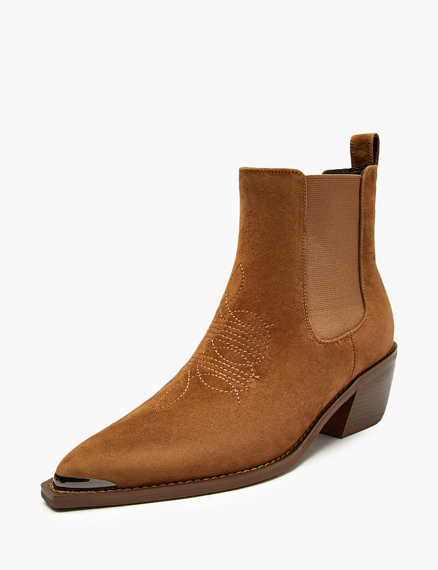 Коричневые женские казаки с вышивкой MASCOTTE 233-520922-0609 | ракурс 2