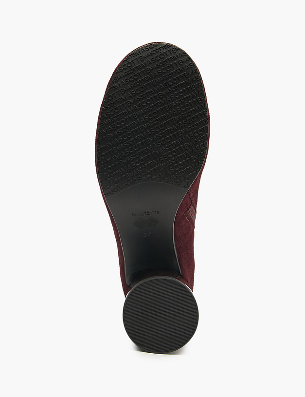 Бордовые женские велюровые ботильоны MASCOTTE 234-529921-0205 | ракурс 5