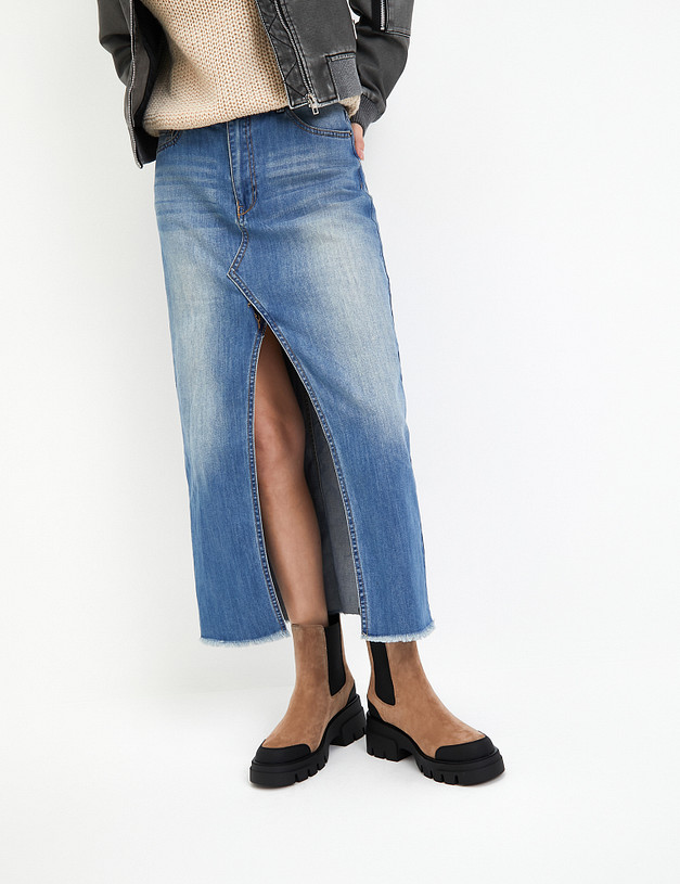 Бежевые велюровые женские челси MASCOTTE 233-321721-0608 | ракурс 2