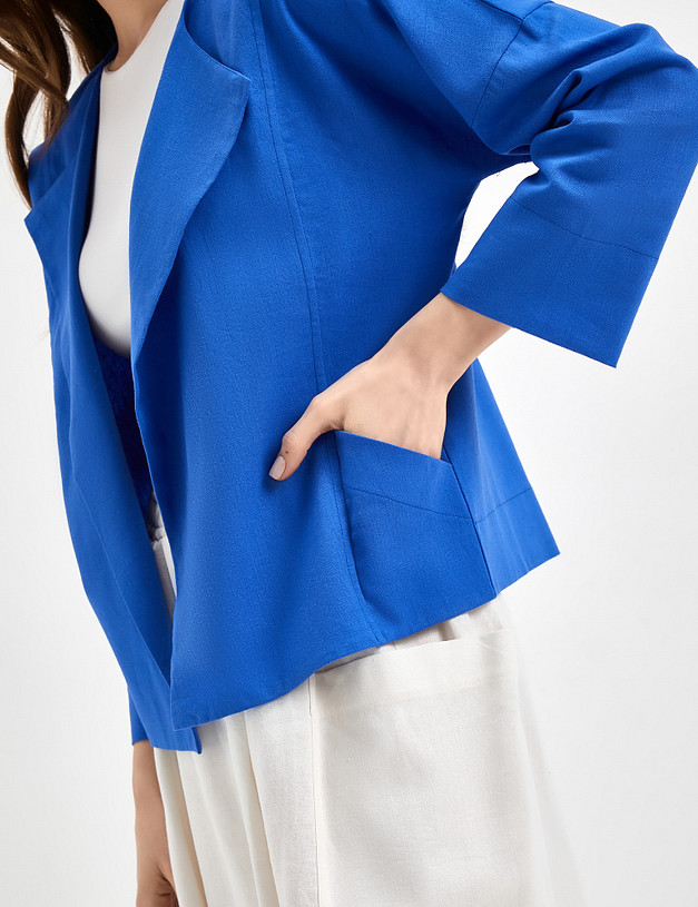 Синий женский жакет свободного кроя MASCOTTE 790-3115-2703 | ракурс 5 Синий женский жакет свободного кроя MASCOTTE 790-3115-2703 | ракурс 5