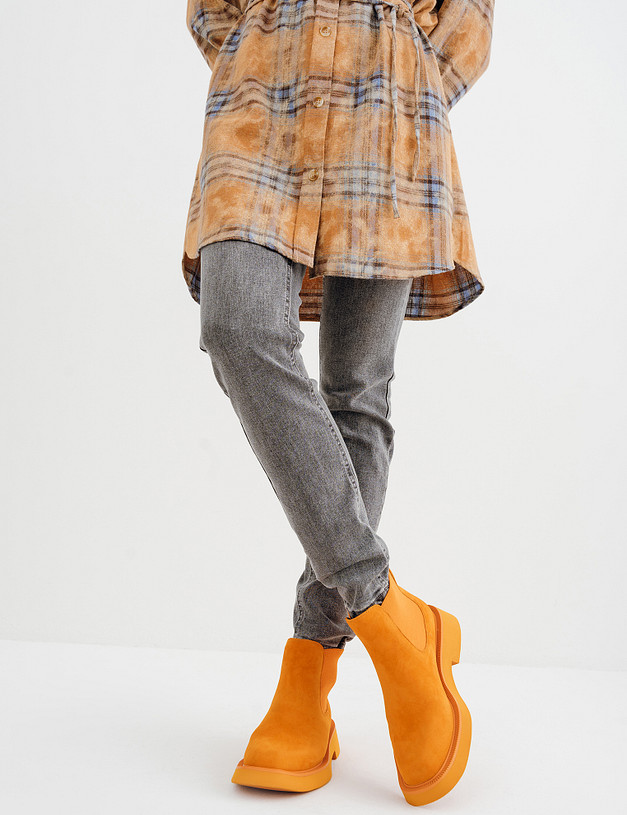 Оранжевые женские челси из велюра MASCOTTE 172-3201224-4641M | ракурс 2