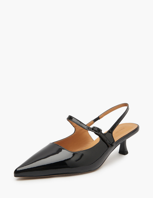 Черные лакированные женские слингбэки MASCOTTE 126-513611-0702 | ракурс 2