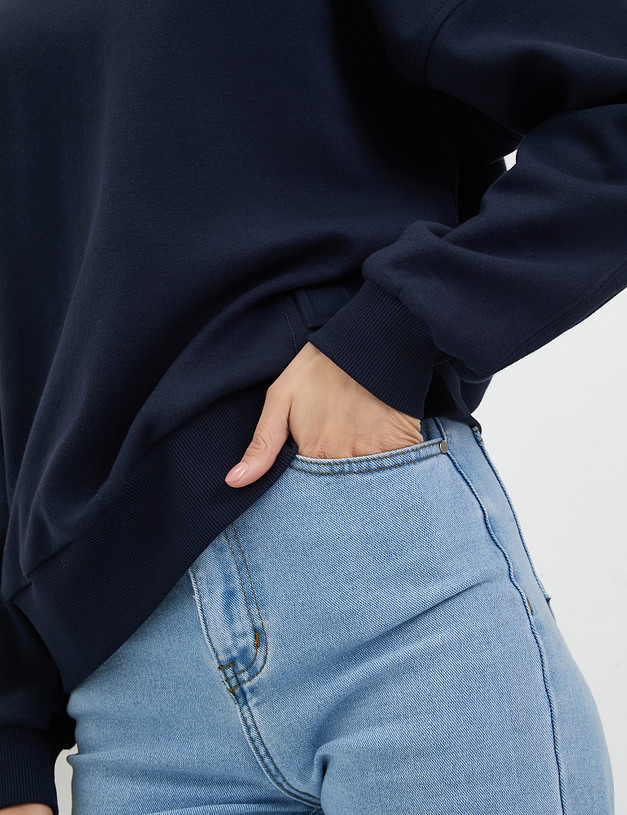 Синий женский свитшот MASCOTTE 234-3287-2603 | ракурс 4