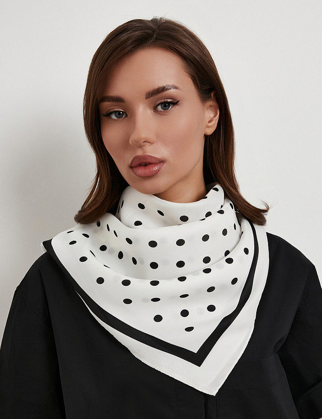 Белый женский платок в горох MASCOTTE 766-6101-2401 | ракурс 1