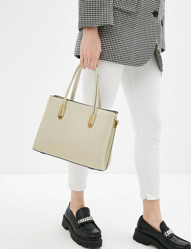 Бежевая кожаная женская сумка MASCOTTE 602-1123-101 | ракурс 1