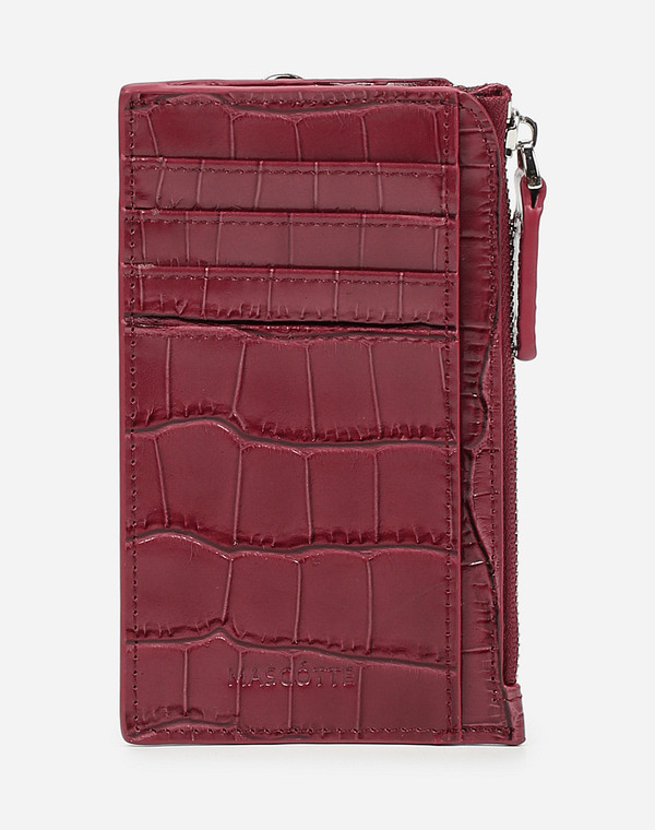 658-1201-105 Визитница.Жен. нат.кожа/текстиль бордо, Mascotte