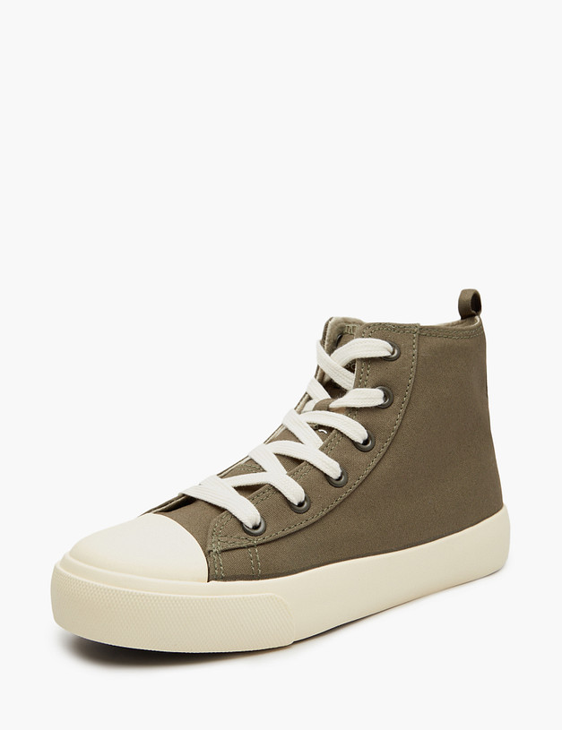 Оливковые детские высокие кеды MASCOTTE 98-511021-0204 | ракурс 3