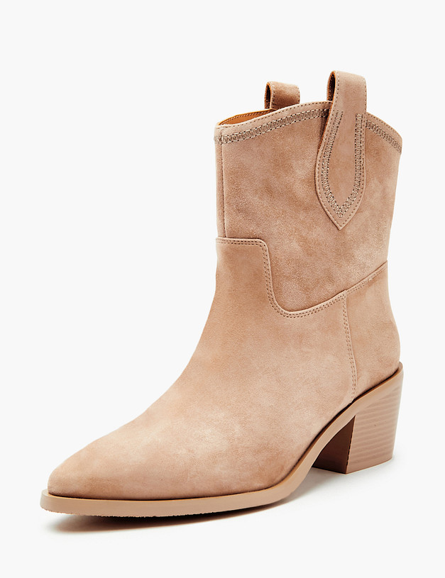 Бежевые женские казаки из велюра MASCOTTE 233-3205816-3612M | ракурс 3