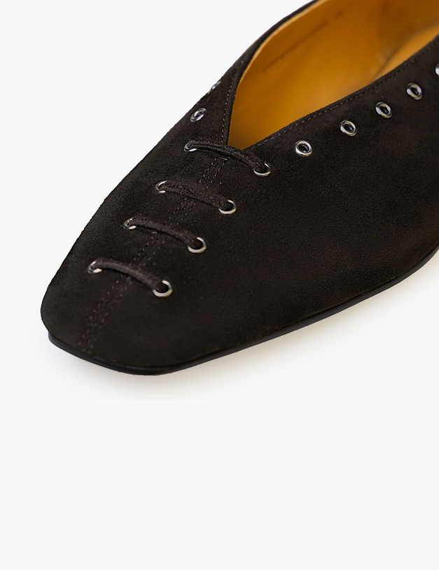 Темно-коричневые женские балетки с люверсами MASCOTTE 234-614511-0609 | ракурс 7