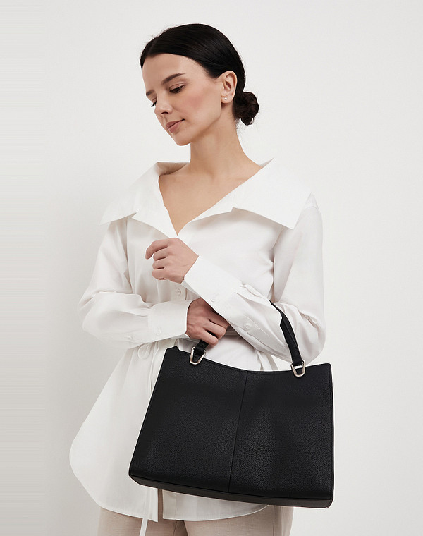 616-6106-602 Сумка женская кож.спилок-и.кожа/текстиль черн, M, Mascotte