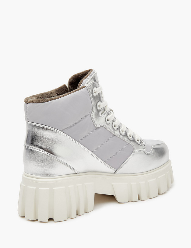 Серебристые женские ботинки на массивной подошве MASCOTTE 234-224924-0616 | ракурс 3