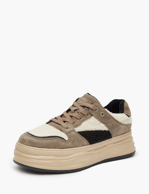 Бежевые женские кеды на платформе MASCOTTE 234-324121-0204 | ракурс 2
