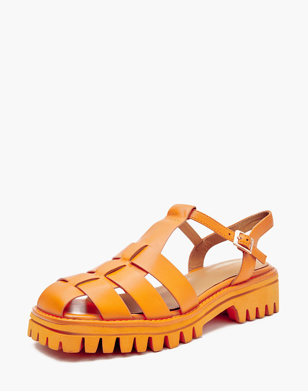 233-4123911-6537M Туфли летние женские нат.кожа/нат.кожа оранж, Mascotte