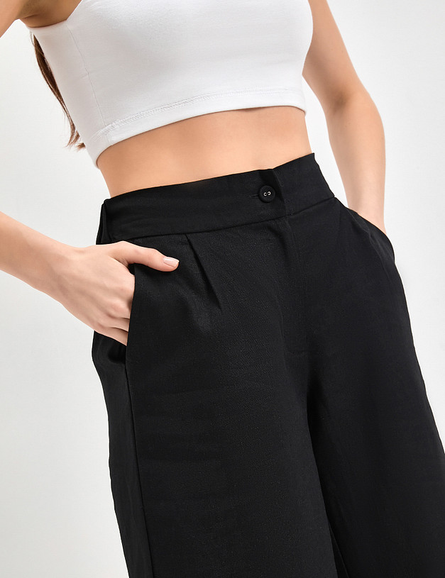 Женские шорты с защипами из смесового льна  MASCOTTE 790-3119-2702 | ракурс 6