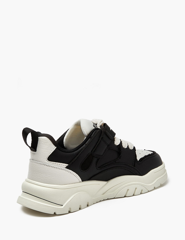 Черно-белые детские кроссовки MASCOTTE 234-412521-0602 | ракурс 6