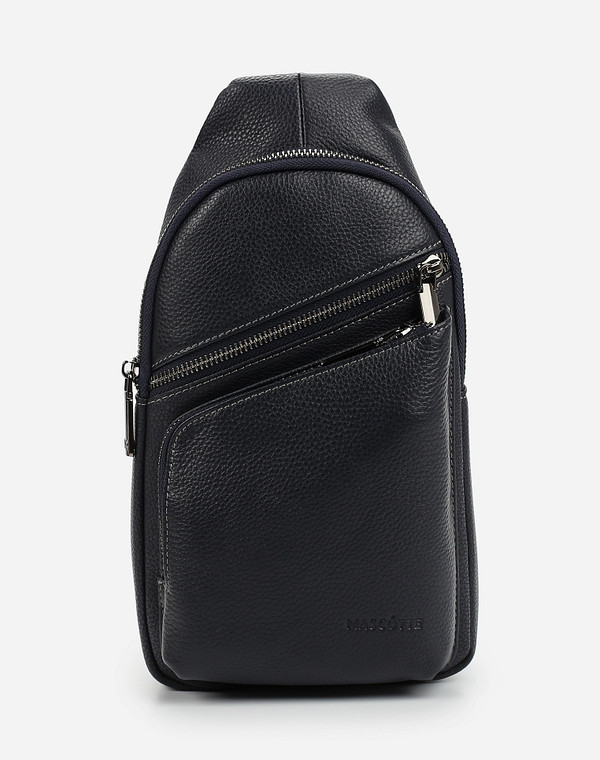 604-0209-103 Сумка мужская нат.кожа-и.кожа/текстиль синий, M, Mascotte